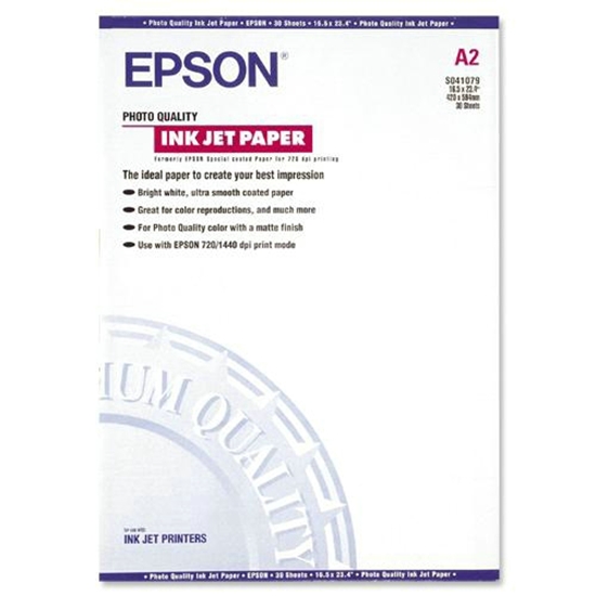 Afbeelding van Epson Photo Quality Inkjet Paper 105gr. A2 30 vel Matt C13S041079 art.nr. 410117300