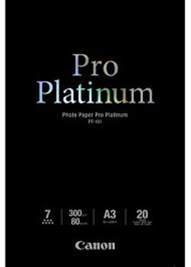 Afbeelding van Canon PT-101 Pro Platinum Photo Paper High Gloss A3 20 vel 300gr. art.nr. 2429767