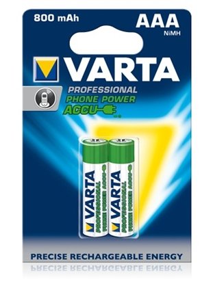 Afbeelding van Varta Prof accu 1.2 V 800 mAh NIHM AAA 2 stuks Phone Power art.nr. 14159