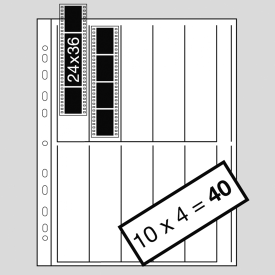 Kaiser pergamijn negatief bladen 100 stuks per blad 10 stroken van 4 kleinbeeldnegatieven